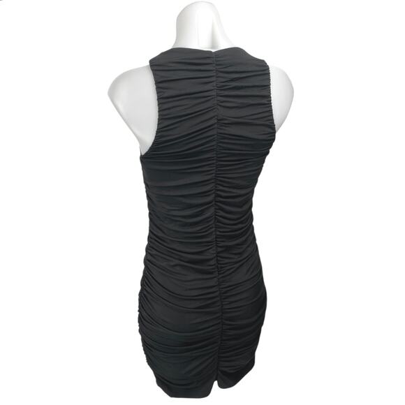 Abercrombie & Fitch Black Sleeveless Cutout Ruched Mini Bodycon Dress Size M - Picture 2 of 4